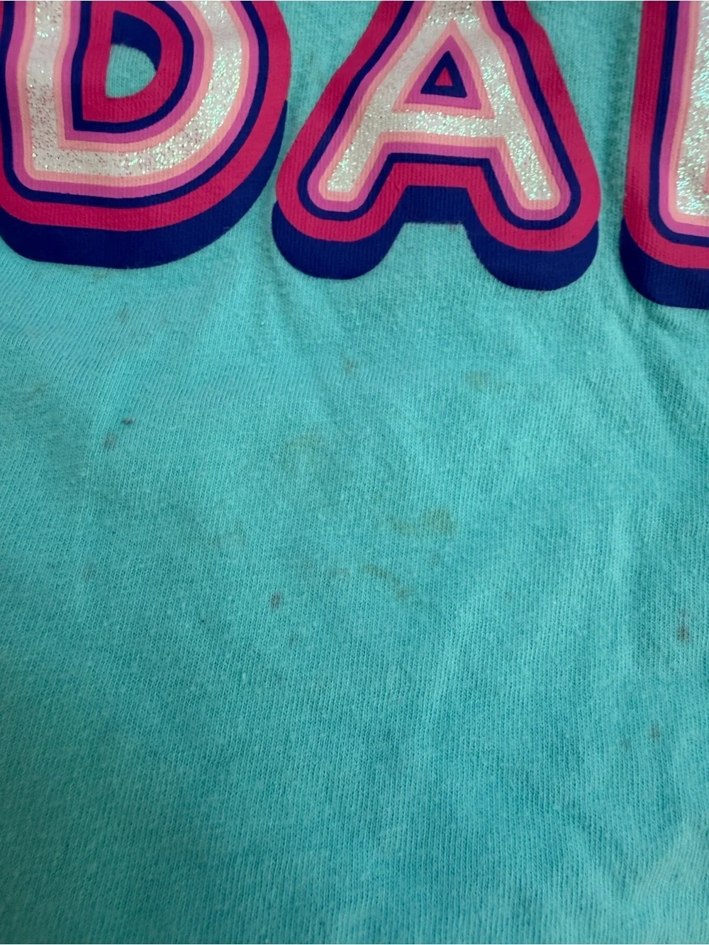 The Children's Place Girls 4 Turquoise Short-Sleeve Shirt Top Blouse Love My Dad